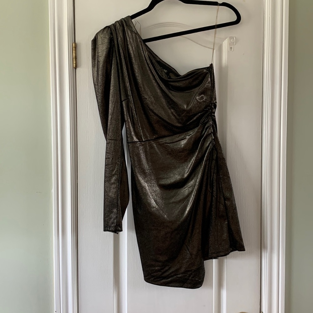 One shoulder shimmer cocktail dress